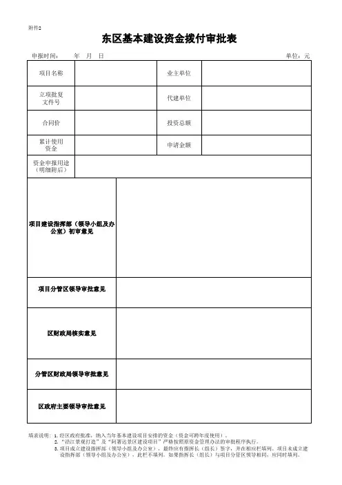 资金拨付审批表
