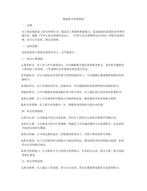 集团积分管理制度