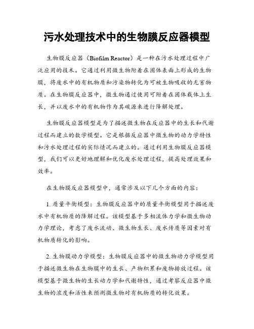 污水处理技术中的生物膜反应器模型
