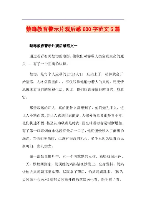 禁毒教育警示片观后感600字范文5篇