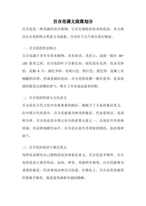 百合花课文段落划分