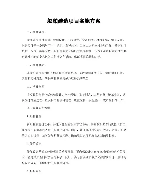 船舶建造项目实施方案