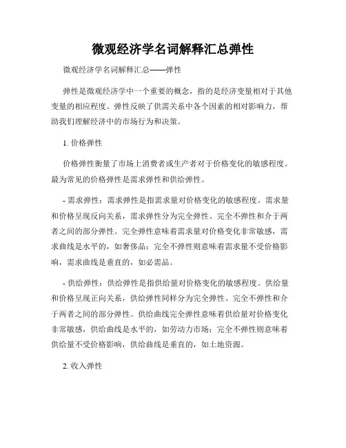 微观经济学名词解释汇总弹性