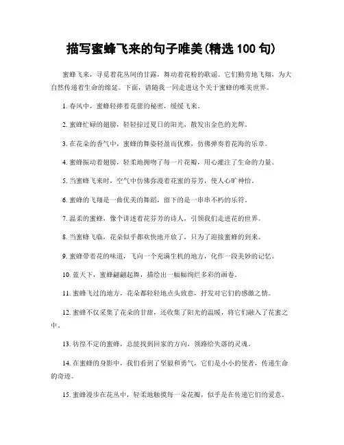 描写蜜蜂飞来的句子唯美(精选100句)