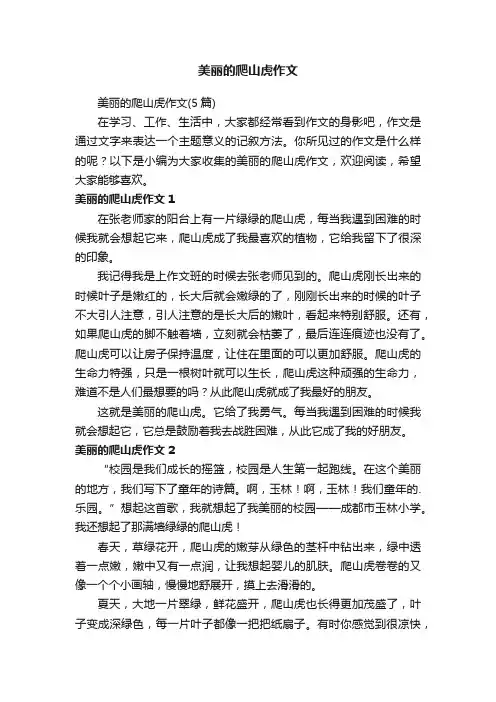 美丽的爬山虎作文（5篇）
