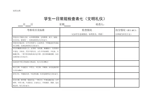 学生一日常规检查表(文明礼仪)