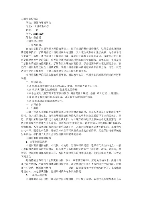 土壤实验报告
