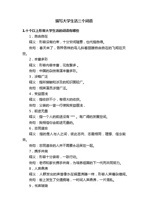 描写大学生活三个词语