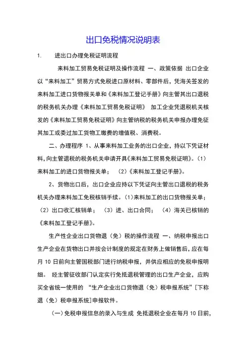 出口免税情况说明表