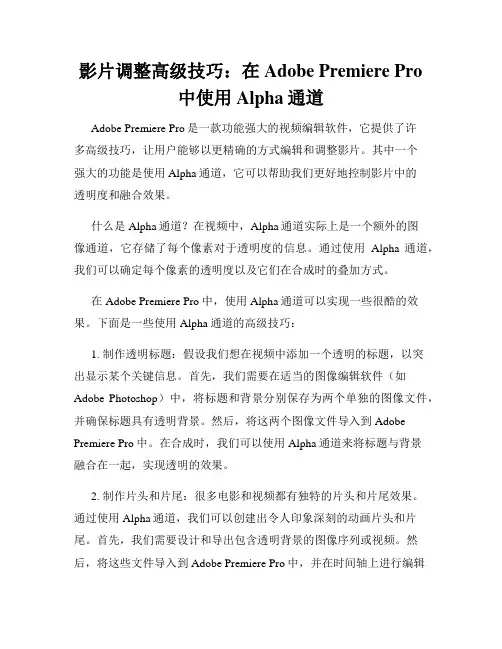 影片调整高级技巧 在Adobe Premiere Pro中使用Alpha通道