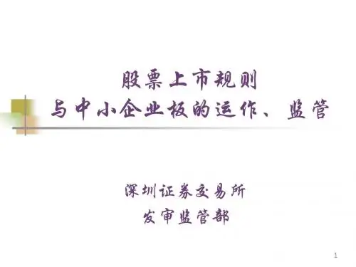 股票上市规则与中小企业板的运作、监管(蔡琦梁)