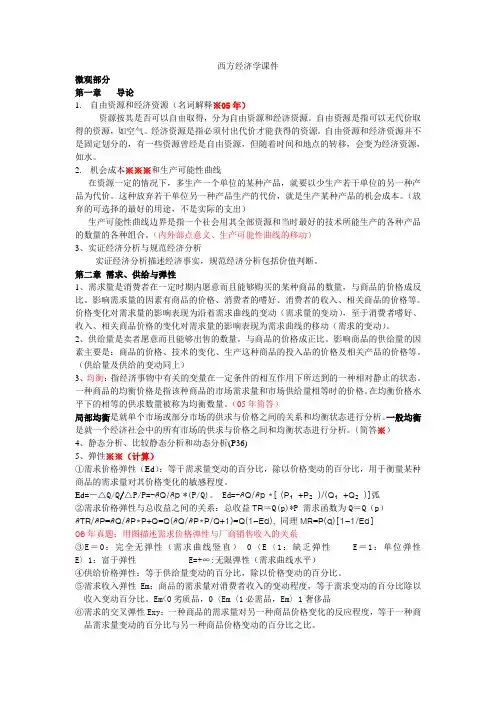 考研西方经济学专业课知识重点(高鸿业版)