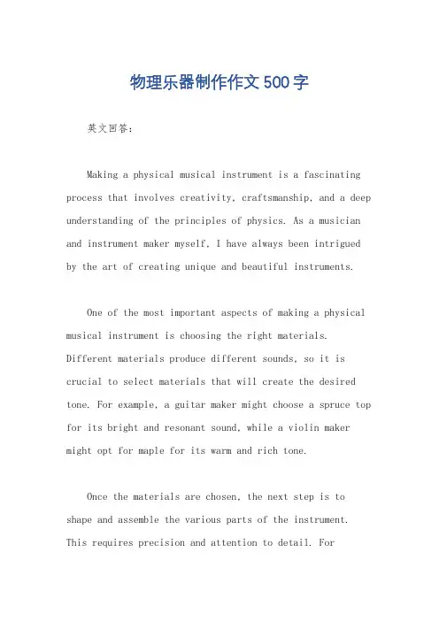 物理乐器制作作文500字