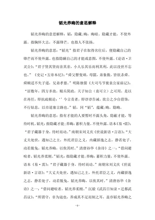 韬光养晦的意思解释