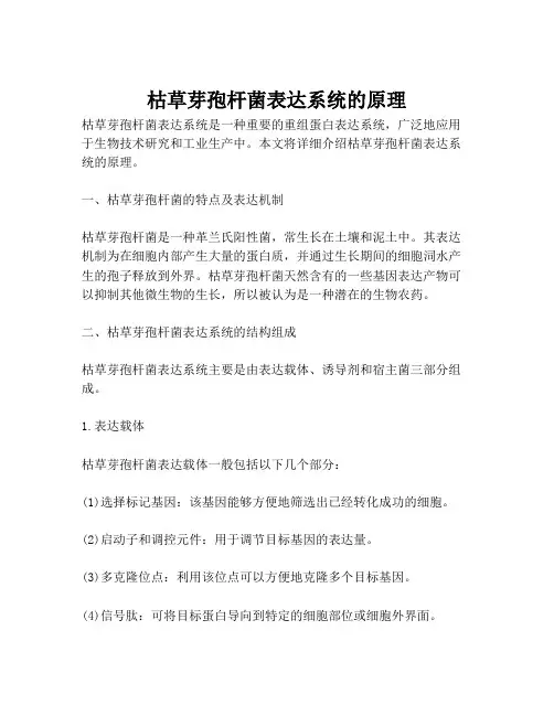 枯草芽孢杆菌表达系统的原理