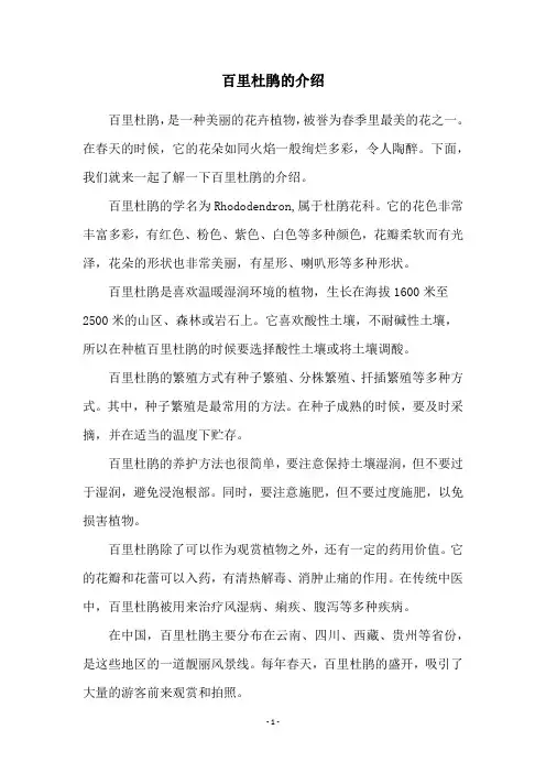 百里杜鹃的介绍