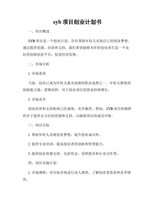 syb项目创业计划书