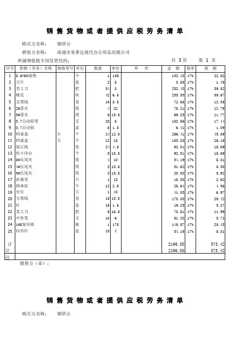 增值税发票清单模板