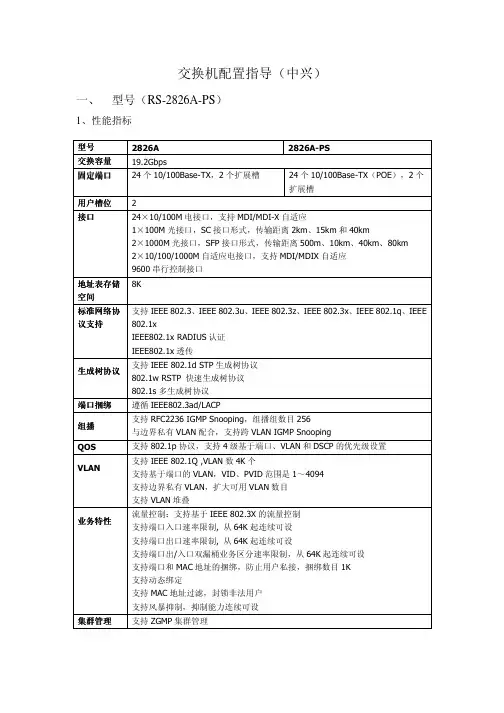交换机配置指导(中兴)