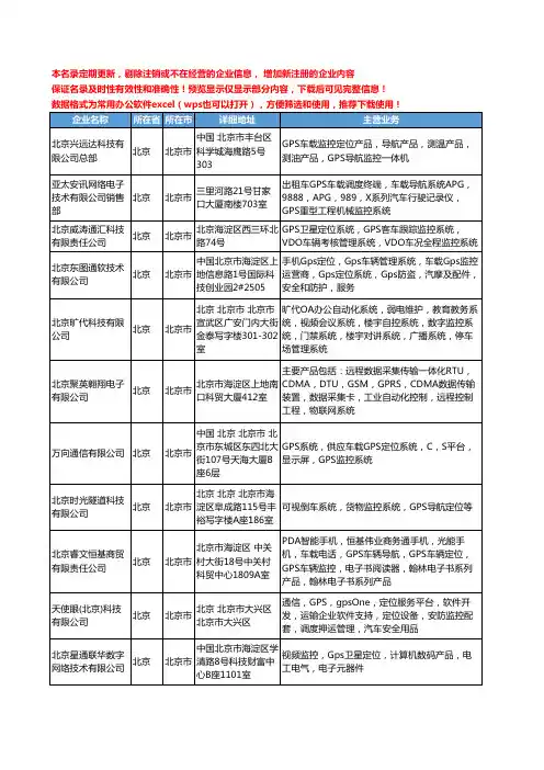 新版北京市GPS定位监控工商企业公司商家名录名单联系方式大全32家