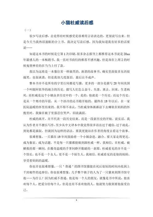 小猫杜威读后感