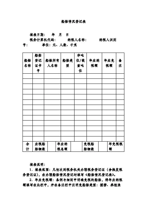 船舶情况登记表