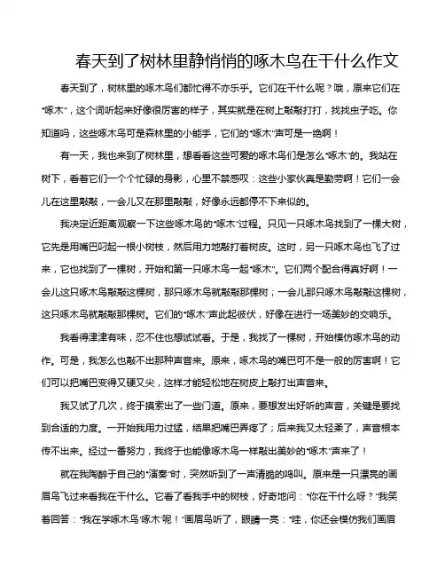 春天到了树林里静悄悄的啄木鸟在干什么作文