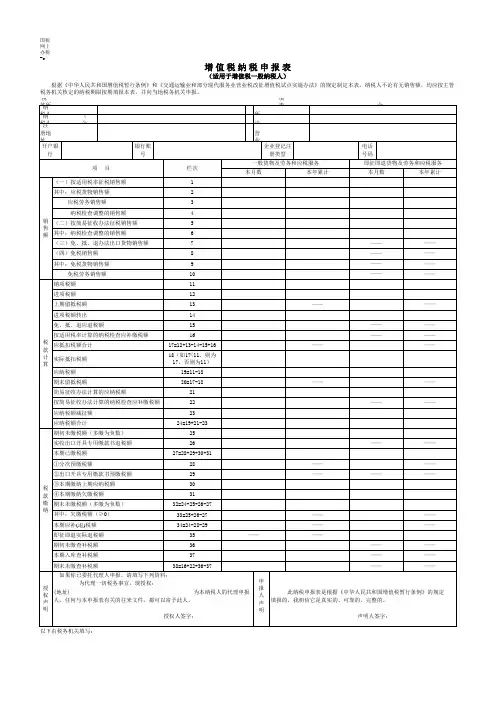 增值税纳税申报表(空白模版)