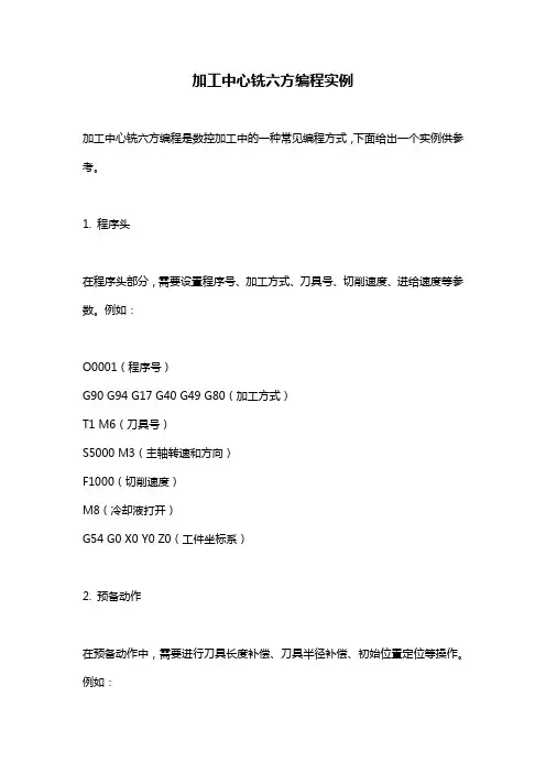 加工中心铣六方编程实例