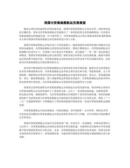 我国内贸集装箱航运发展展望