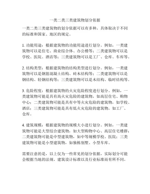 一类二类三类建筑物划分依据