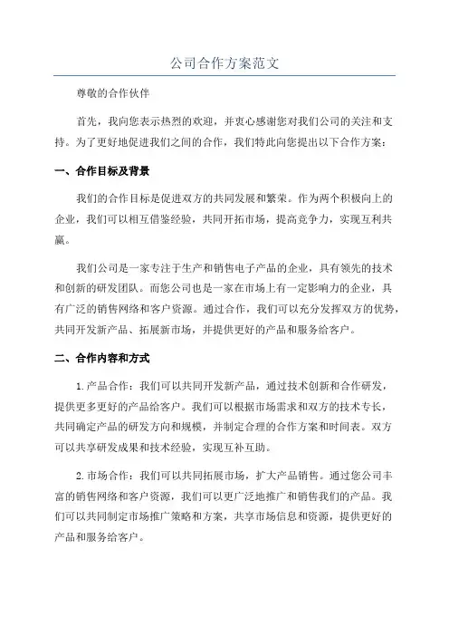 公司合作方案范文