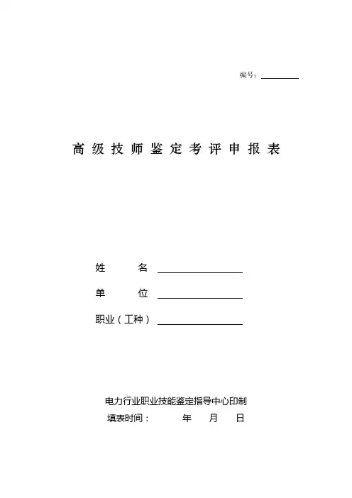 电力行业高级技师申报表