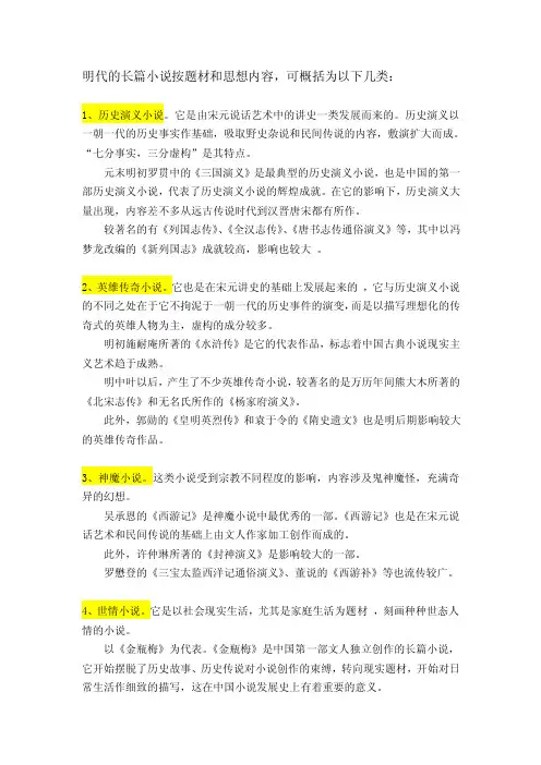 明代长篇小说的分类