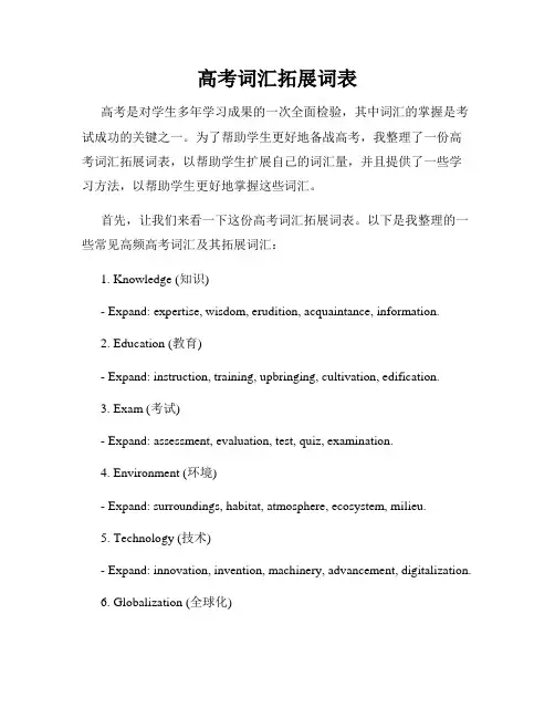 高考词汇拓展词表