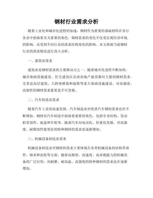 钢材行业需求分析