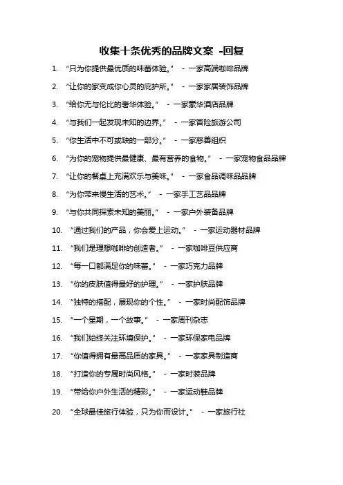 收集十条优秀的品牌文案 -回复