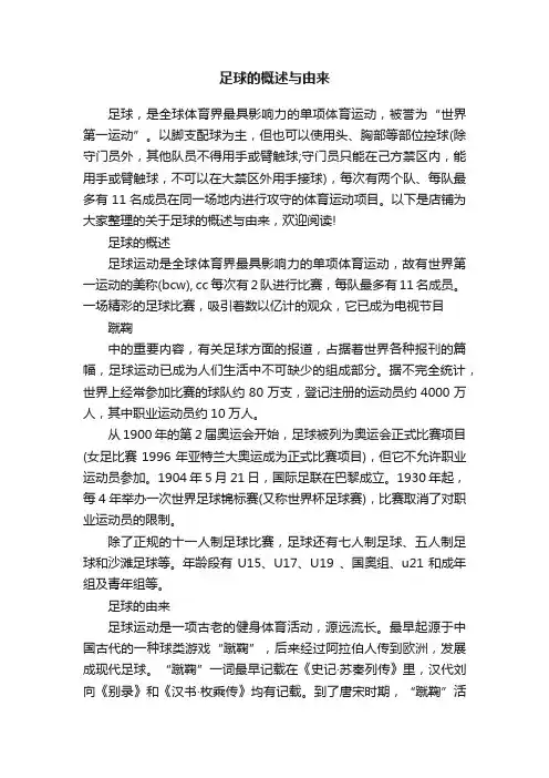 足球的概述与由来