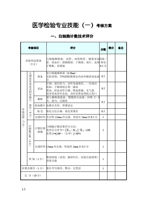 医学检验专业技能考核