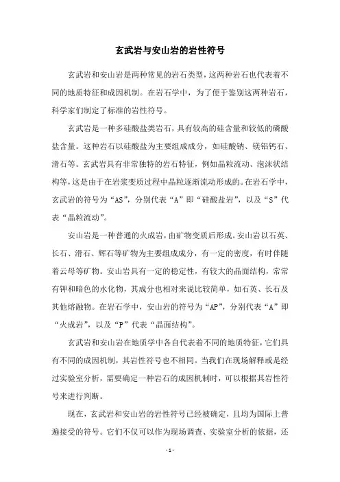 玄武岩与安山岩的岩性符号