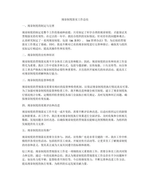 规章制度落实工作总结