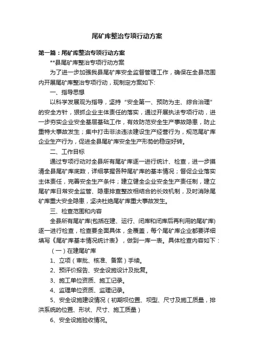 尾矿库整治专项行动方案