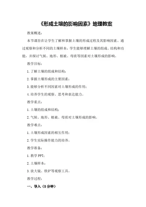 《形成土壤的影响因素》地理教案
