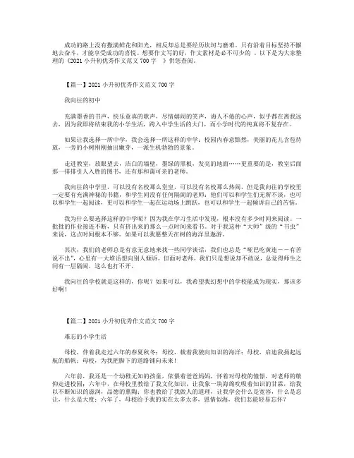 2021小升初优秀作文范文700字.doc