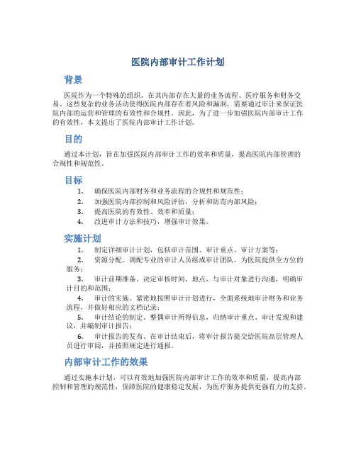 医院内部审计工作计划