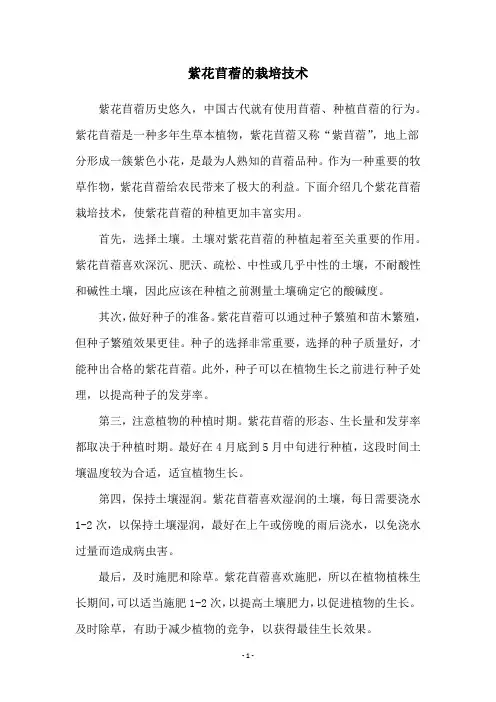 紫花苜蓿的栽培技术