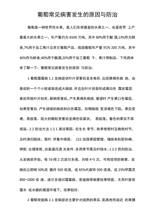 葡萄常见病害发生的原因与防治