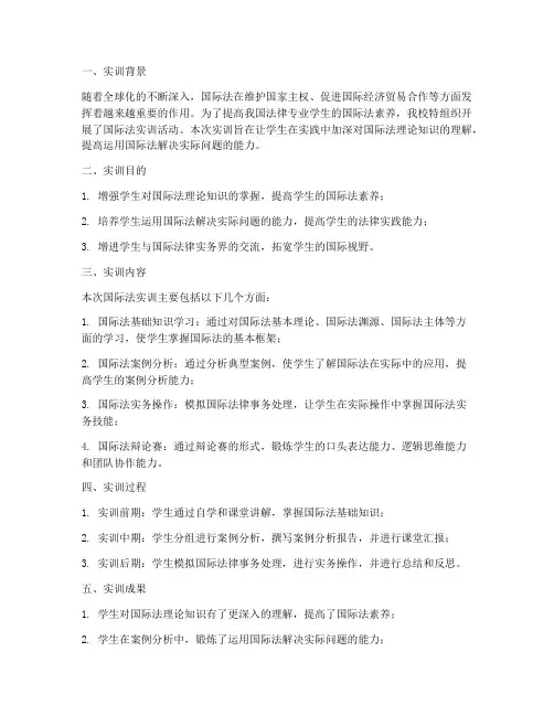 国际法实训报告个人总结