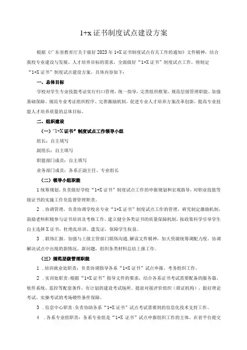 1+X证书制度试点建设方案