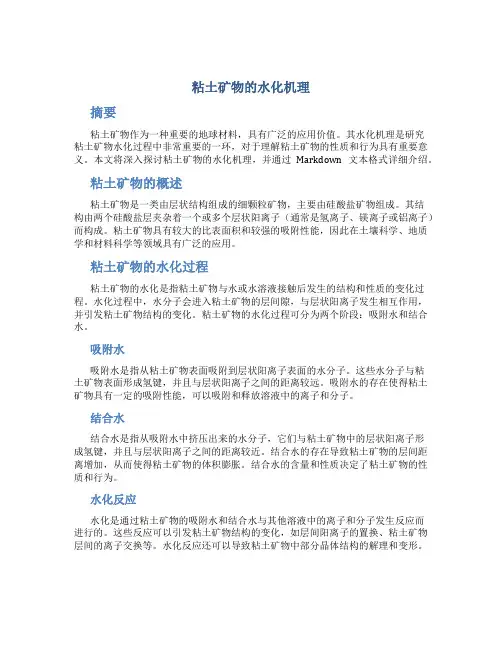 粘土矿物的水化机理